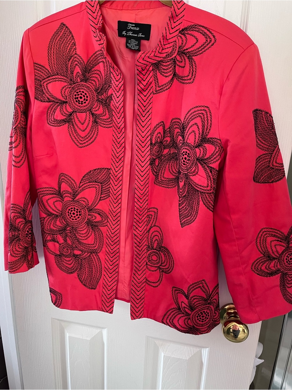 Pink Floral Embroidered Jacket